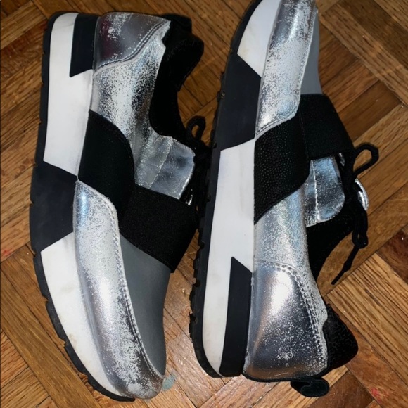 Shoes From Barcelona Stylish Silver And Black Sneakers Poshmark